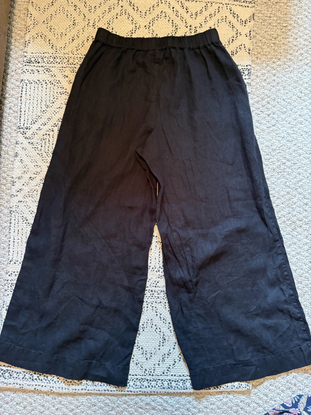 Frank & Eileen Maise Wide-Leg Black 100% Linen Pants - Picture 7 of 8
